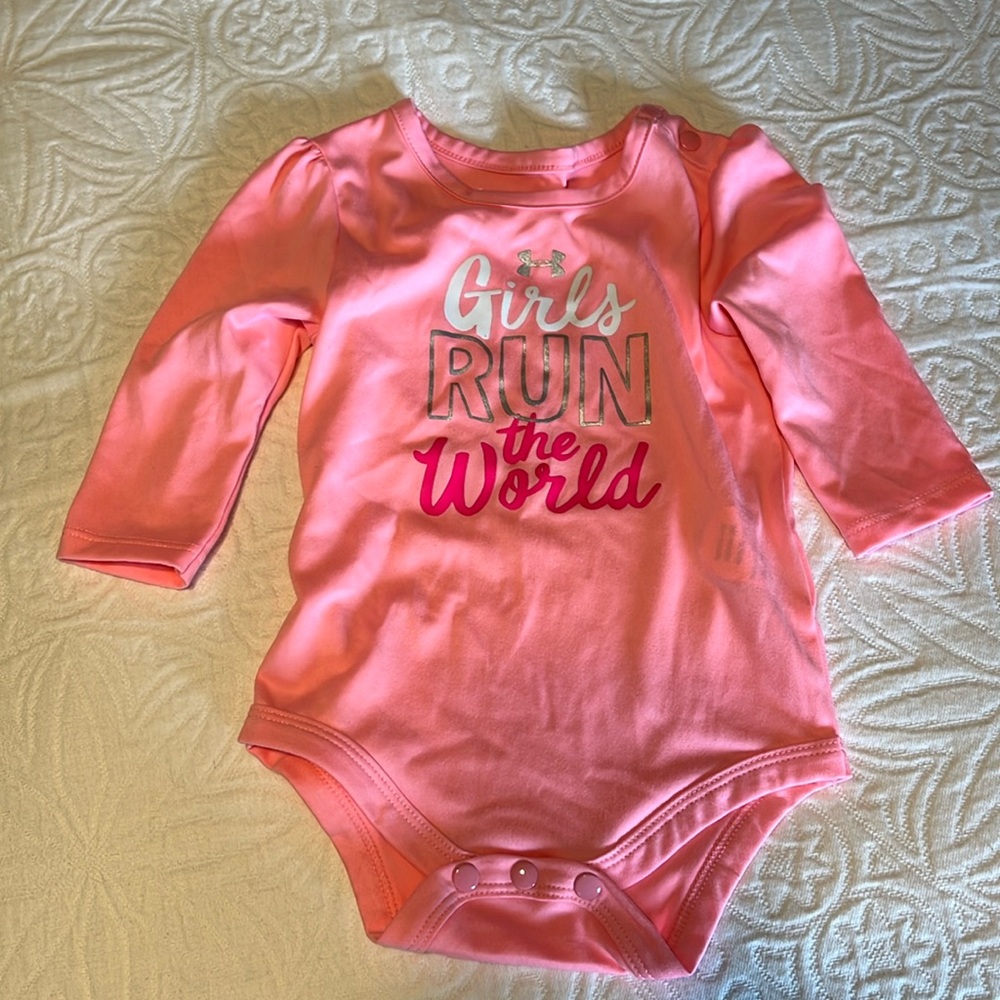 Under Armour girls toddler pink athletic long sleeve onesie 6-9 months